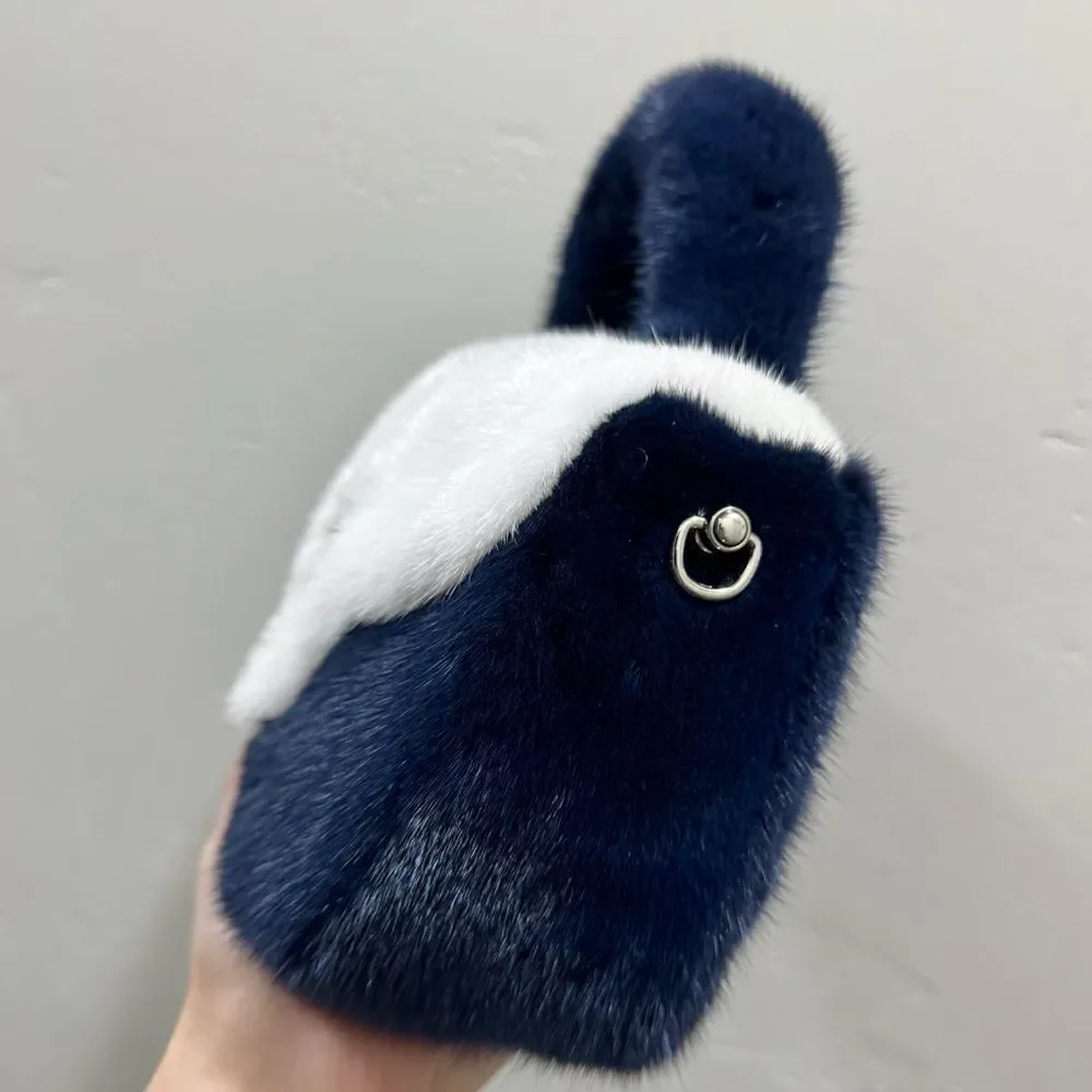 Colorblock Handmade Luxury Real Mink Fur Top Handle Bag/Shoulder Bag/Crossbody